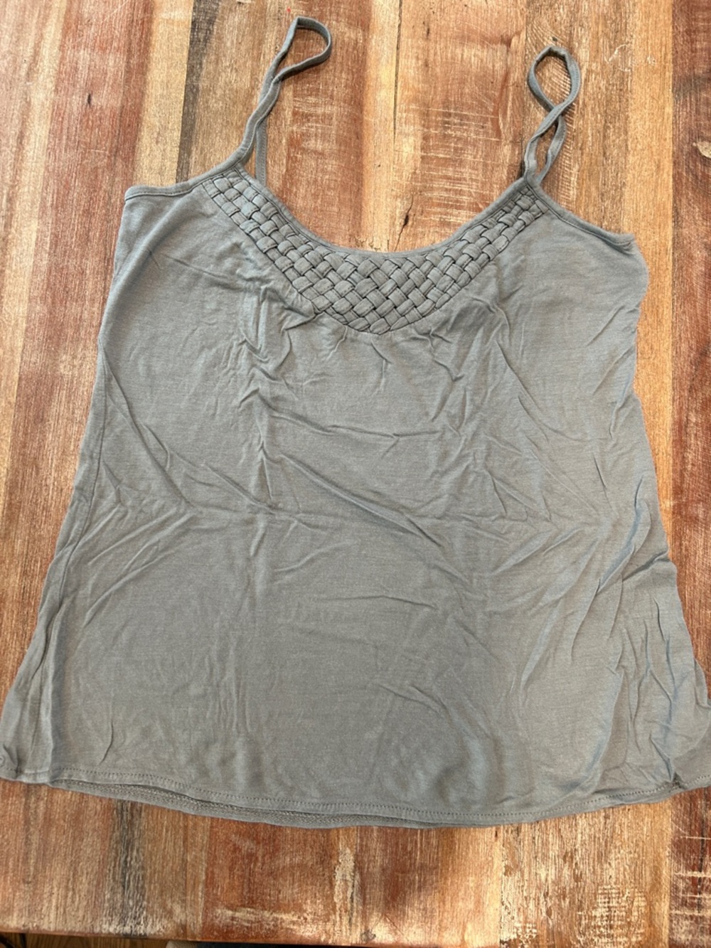 Joe’s Jeans VTG Gray Spaghetti Strap Tank with Basketweave Neckline